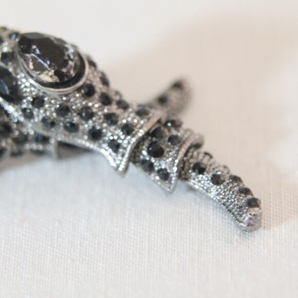 Articulated Tadpole Earrings Black Rhinestone Studded Marcasite - Picture 7 of 10